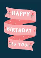 Classic Birthday Card - Ribbon - Flowers created by Picture Purrfect Cards