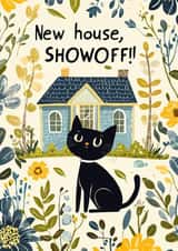 Cute New Home Card - Cat - Flowers created by Koro Cinco