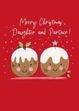 Cute Christmas Card - For Daughter & Partner - Christmas Pudding created by Sarah Corcoran