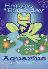 Cute Birthday Card - Frog - Aquarius created by Ellie MH Designs