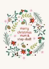 Cute Christmas Card - For Mum & Step-Dad - Holly created by Zoe Spry
