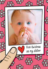 Personalised Christmas Photo Card created by TeePee Creations - Cute Christmas Card - First Christmas As My Sister - Snow Flakes