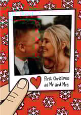 Personalised Christmas Photo Card created by TeePee Creations - Cute Christmas Card - First Christmas As Mr And Mrs - Snow Flakes