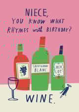 Funny Birthday Card - Niece - Wine created by Alice Mole Illustration