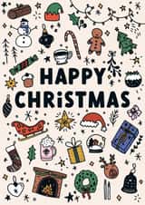 Cute Christmas Card - Happy Christmas - Festive Doodles created by Sarah Harding