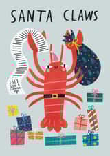 Cute Christmas Card - Santa Claws - Lobster created by Alice Mole Illustration