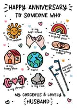 Cute Anniversary Card - For Husband - Illustrations created by Lyndsay Moon