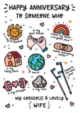 Cute Anniversary Card - My Lovely Wife - Illustrations created by Lyndsay Moon