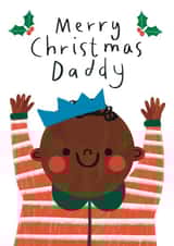 Cute Christmas Card - For Daddy - From Son - Holly created by Alice Mole Illustration