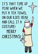 Funny Christmas Card - Tea Towel - Christmas Nativity Play created by OhJaye