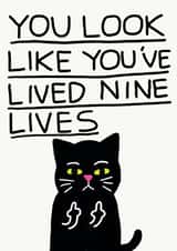 Funny Birthday Card - Getting Older - Look Like You've Lived Nine Lives created by JOLLY AWESOME