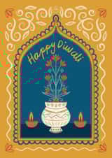 Pretty Diwali Card - Diya Lantern - Hindu - Festival Of Lights created by Kamiya Chirodian