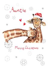 Cute Christmas Card - For Auntie - Cuddling Giraffes created by SABIVO Design by Sabina