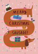 Cute Christmas Card - Merry Christmas Sausage! - Dachshund created by Alice Mole Illustration