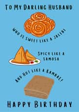 Funny Birthday Card - For Husband - Indian Food Puns created by Sukhi Writes Stuff