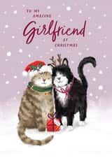 Cute Christmas Card - For Girlfriend - Cats created by Debbie Daley Illustrations