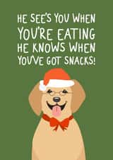 Cute Christmas Card - Labrador - He Knows When You've Got Snacks! created by Silly Billy