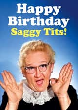 Cheeky Birthday Card - For Her - Saggy Tits created by Dean Morris Cards