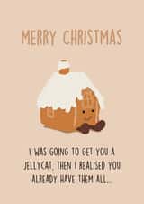 Funny Cute Jellycat Lover Christmas Card - Gingerbread - Amuseable - Gift created by Delicate Point of View