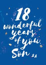 Classic 18th Birthday Card - For Son - Stars created by Bow & Bell
