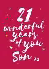 Classic 21st Birthday Card - For Son - Stars created by Bow & Bell