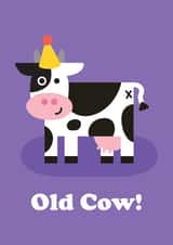 Funny Birthday Card - Old Cow - Cheeky Cartoon created by Studio Boketto