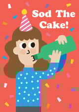 Funny Birthday Card - Sod The Cake - Wine Time created by Studio Boketto