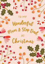 Classic Christmas Card - For Mum & Step Dad - Holly created by The Pattern Press
