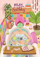 Pretty Birthday Card - For Her - Relax created by Aniet Illustration