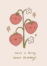 Cute Birthday Card - Strawberries - Berry Sweet created by Jude Amelia Draws