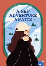 Cute Leaving Card - For Her - A New Adventure Awaits -Travelling created by Zove Ahh