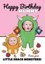 Personalised Birthday Photo Card created by @Cupsie's Creations - Funny Birthday Card - For Mum - Snack Monsters