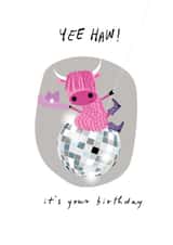 Cute Birthday Card - Yee Haw - Cow created by Pink Pig