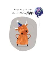 Cute Birthday Card - Cow Pun - Balloon created by Pink Pig