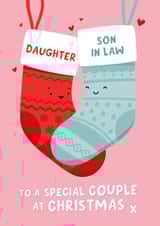 Cute Christmas Card - For Daughter & Son In Law - Stockings created by Fliss Muir