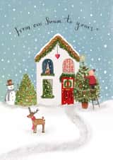 Classic Christmas Card - From Our House To Yours created by Love Lucy Illustration