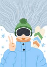 Cute Christmas Card - Skiing - Peace Sign created by @tikkled.pink