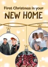 Personalised Christmas Photo Card created by Bev O'Connor || @oconnordesign - Cute Christmas Card - First Christmas In Your New Home - Baubles