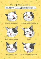 Funny Birthday Card - Cats - The Many Faces Of Birthday Gifts! created by Evie Garnett Designs