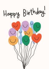 Cute Birthday Card - Smiley Faces - Balloons created by Doodled By Anya