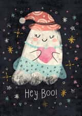 Cute Halloween Card - Hey Boo - Ghost created by Tracey Coon | Noonday Design