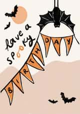 Spooky Birthday Card - Halloween - Bats - October Birthday created by Lauren Barclay