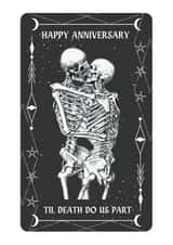 Anniversary card - Til Death Do Us Part Tarot Card Skeletons - The Lovers created by Born and Raised Creative