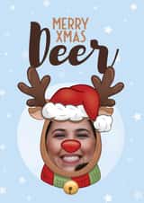 Personalised Christmas Photo Card created by Bev O'Connor || @oconnordesign - Reindeer Christmas Card - For Partner - Rudolph The Red Nosed Reindeer Pun