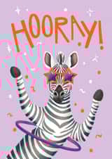 Cute Birthday/Congratulations Card - Zebra - Hooray! created by Aniet Illustration