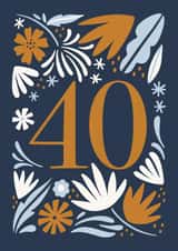 Classic 40th Birthday Card - For Her - Flowers created by Natalia Gonzalez