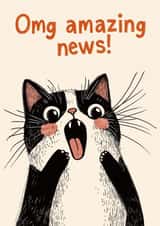 Cute Congratulations Card - Cat - Omg Amazing News! created by Koro Cinco