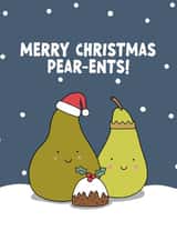Cute Christmas Card - Merry Christmas Pear-ents! - Pears created by Forever Blessed
