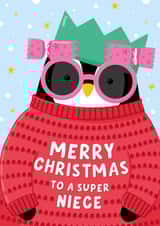 Cute Christmas Card - For Niece - Penguin created by Macie Dot Doodles