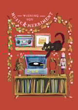 Cute Christmas Card - Warm Illustration - Wishing You Music and Merriment created by Julep and Trubbs